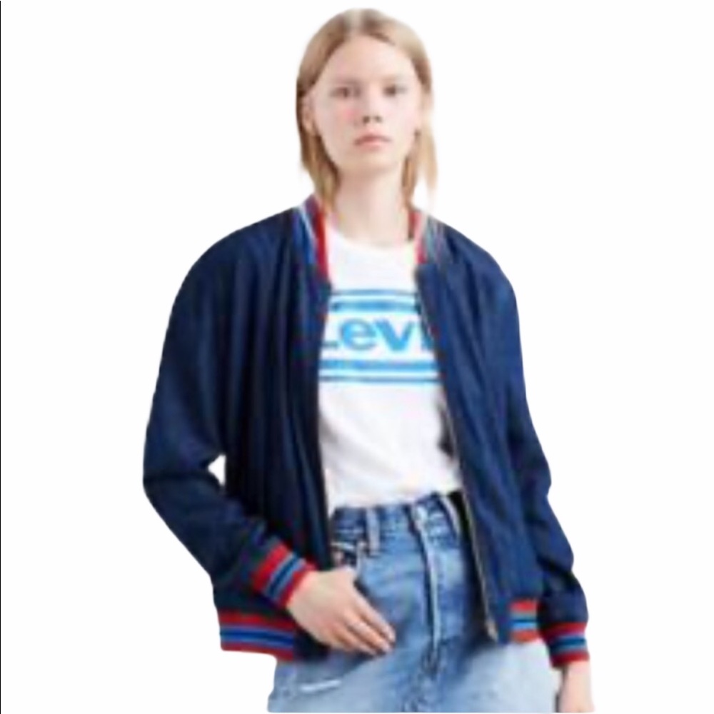 Levi’s Denim Soraya Bomber Jacket Stripe Trim M